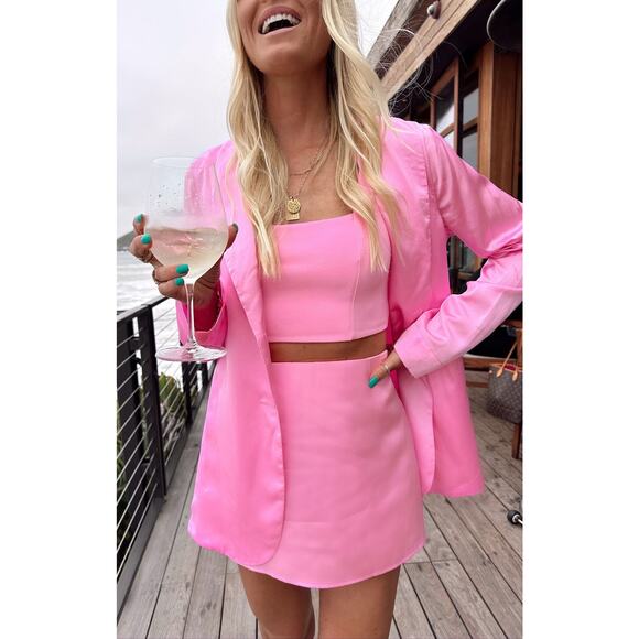 Show Me Your Mumu All Night Skort in Pink Luxe Satin M - Picture 1 of 5